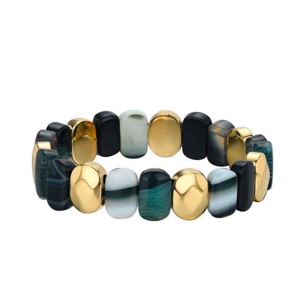 Pulsera de Acero Inoxidable 316 Chapado en Oro 18K con Unakita – Símbolo de Equilibrio y Renovación – Diseño Waterproof