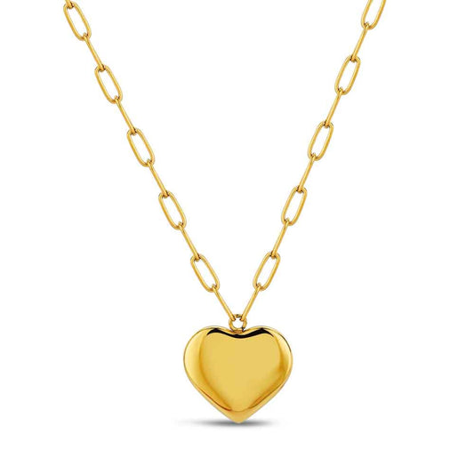 Collar con colgante de corazón dorado en acero 316 chapado en oro – Rocío Martín
