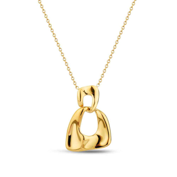 Collar de Acero 316 Chapado en Oro 18 kt con Eslabones Irregulares Entrelazados – 45+5 cm Waterproof