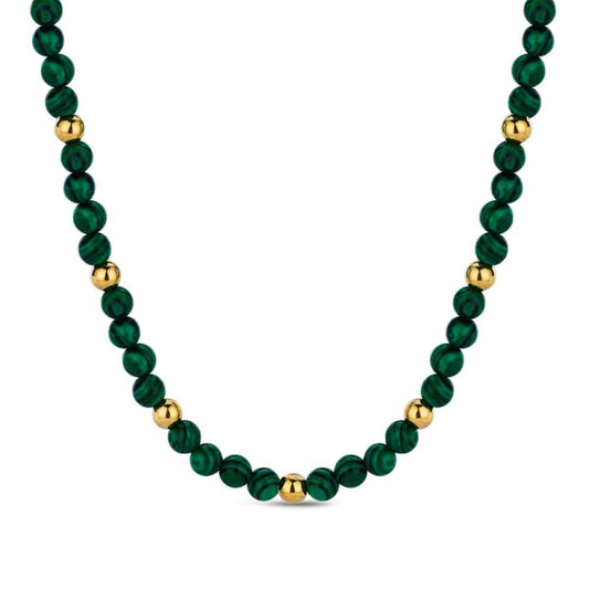 Collar de Acero Inoxidable 316 Chapado en Oro 18 kt con Malaquita Waterproof