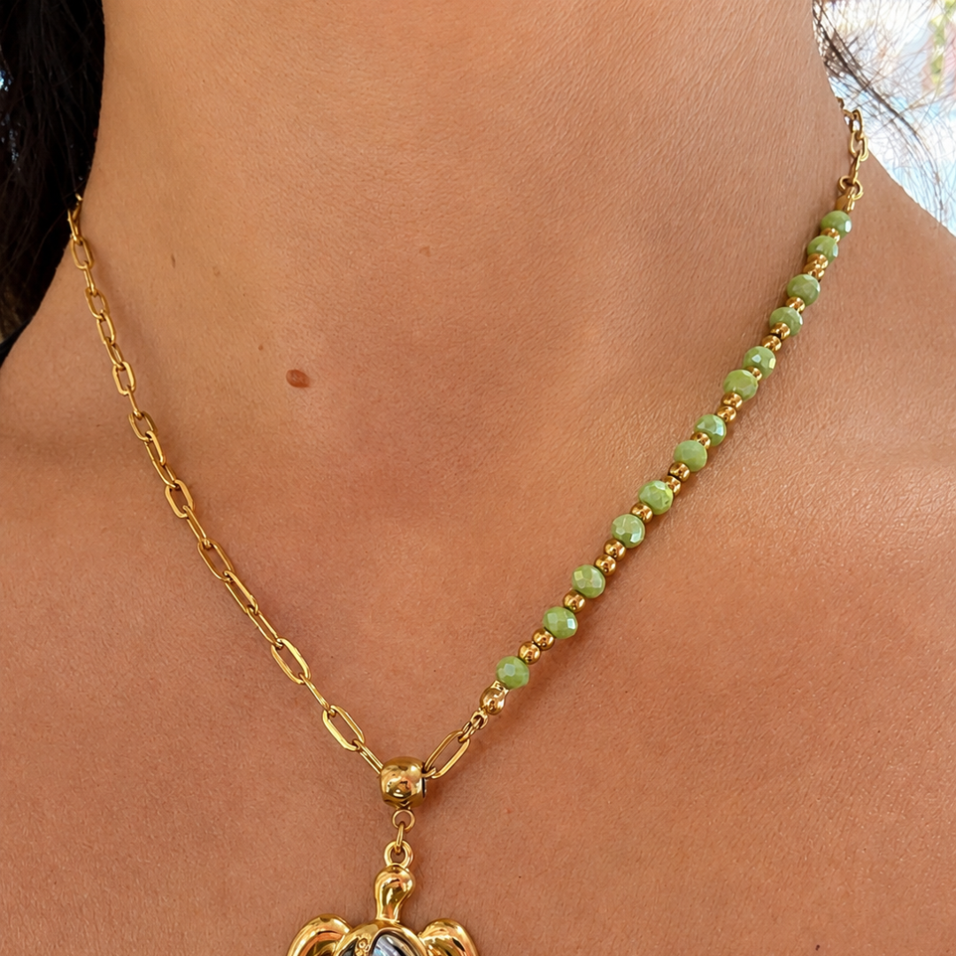 coleccion nalume, collar de tortuga con cristales checo de sfinge