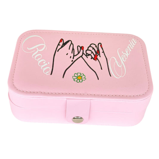 Joyero rosa personalizado con nombres – regalo madre e hija