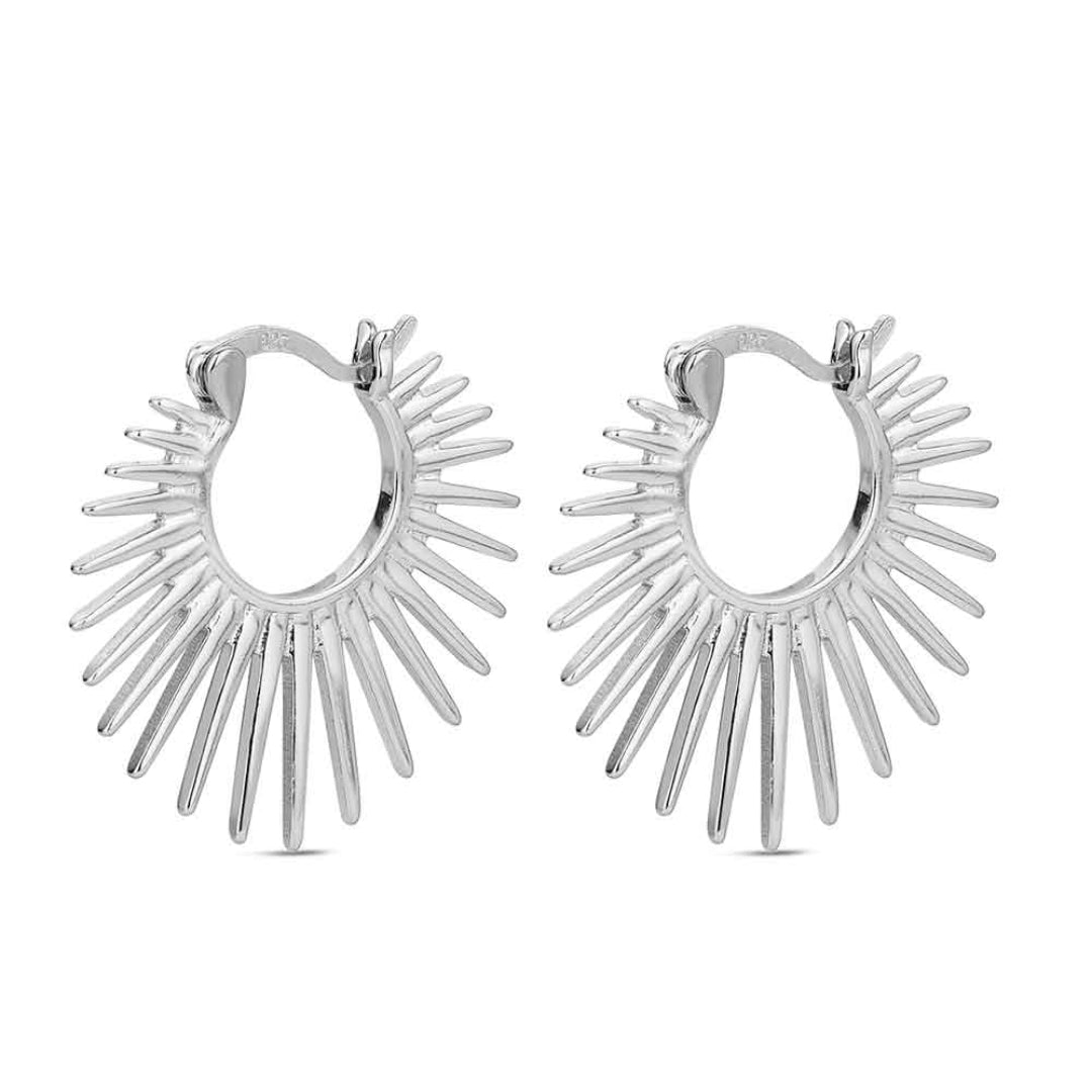Pendientes de plata rodiada con diseño de aro y púas – joya moderna y elegante – Sfinge Joyas