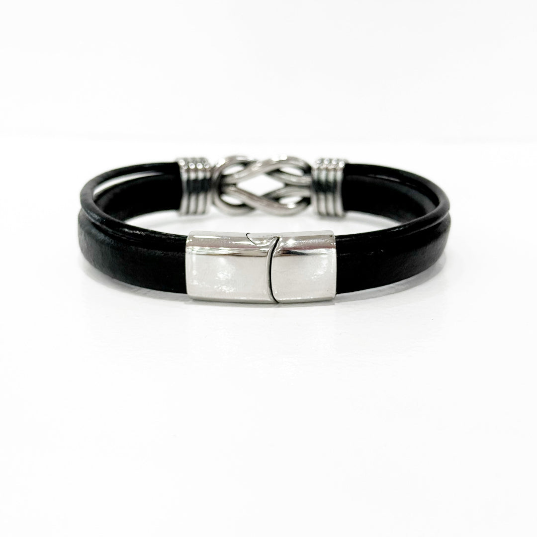 Pulsera de Piel y acero con nudo del amor – Sfinge