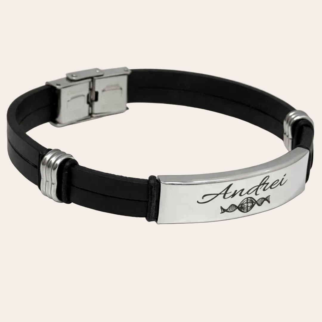 Pulsera Personalizada de Piel y Acero inoxidable para Hombre