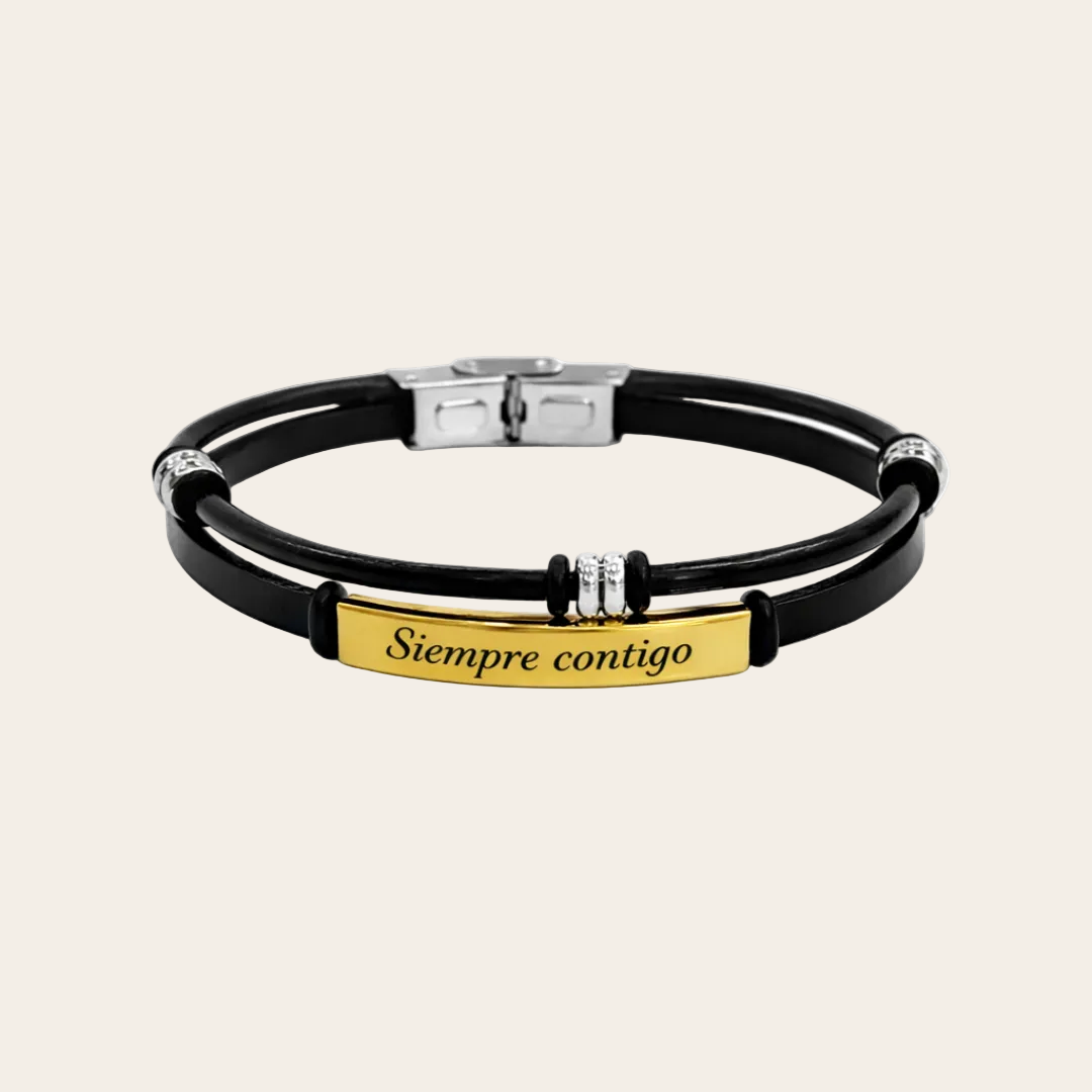 Pulsera doble de piel con grabado personalizado – Sfinge