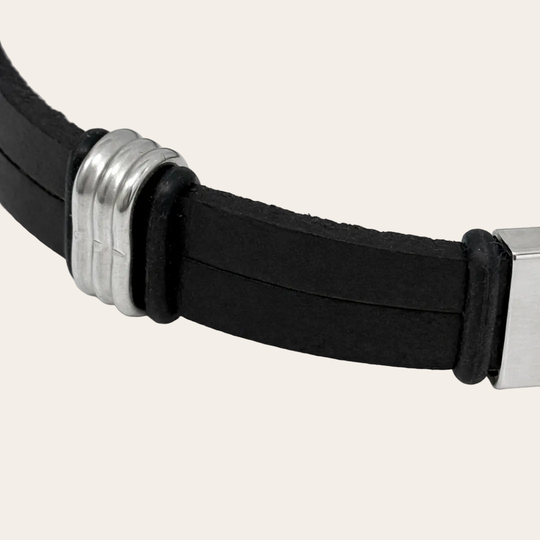 Pulsera Personalizada de Piel y Acero para Hombre