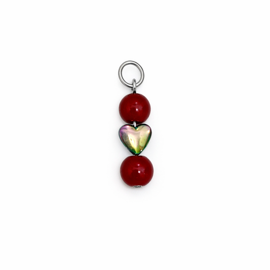 Charm corazón hematita con coral rojo colección Sfinge Infinity