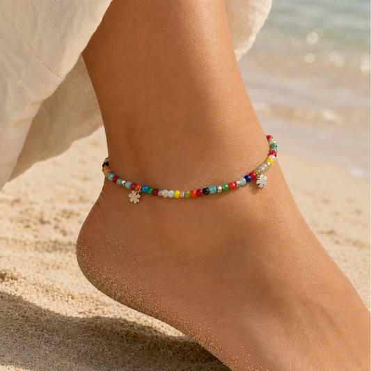 Tobillera multicolor de cristal checo en acero inoxidable Sfinge