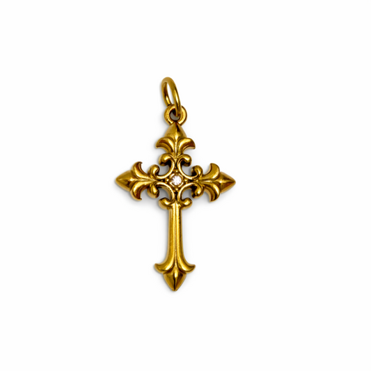 Charm Cruz de la colección Sfinge Infinity en acero inoxidable dorado