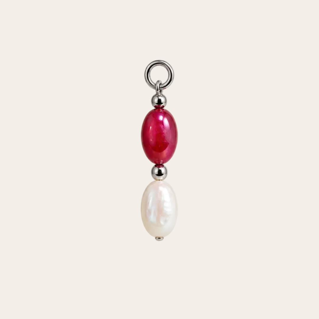 Charm Armonía rojo y blanco acero y ceramica