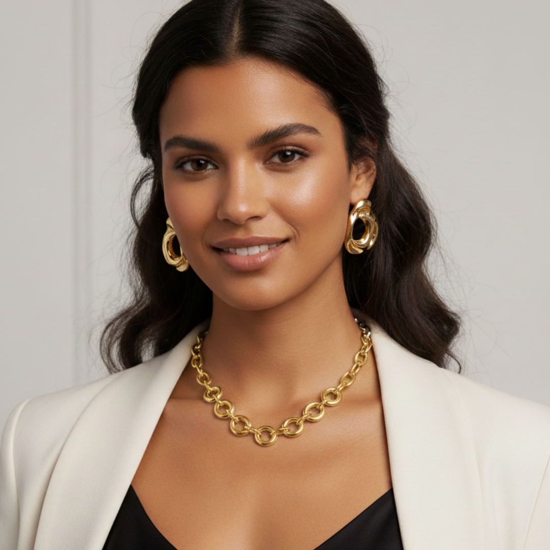 Pendientes Irregulares Sfinge | Diseño Moderno en Acabado Dorado Premium