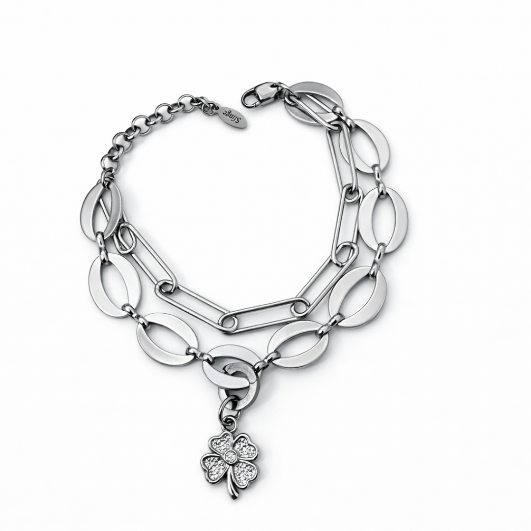 Pulsera doble mix Sfinge Infinity aros planos y eslabón clip