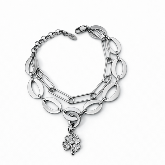 Pulsera doble mix Sfinge Infinity aros planos y eslabón clip