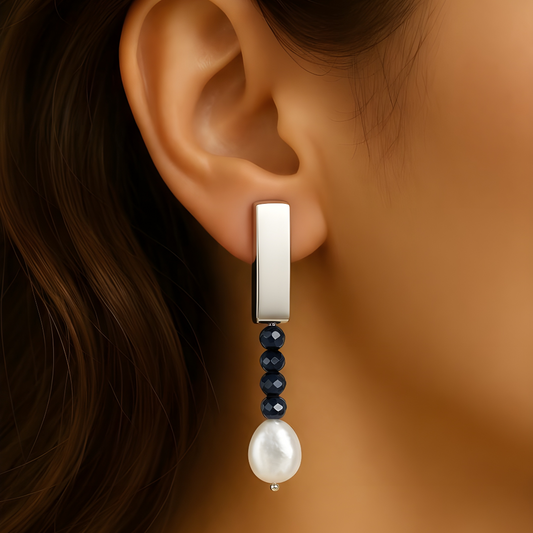 Pendientes Boreal con Perla Natural y Cristal Verde – Marca Sfinge