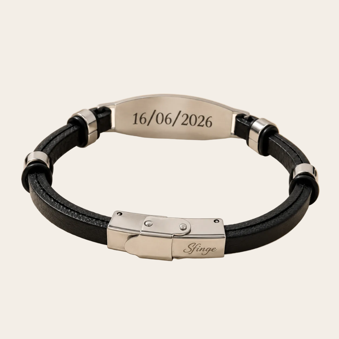 Pulsera masculina grabada con nombre y símbolo especial