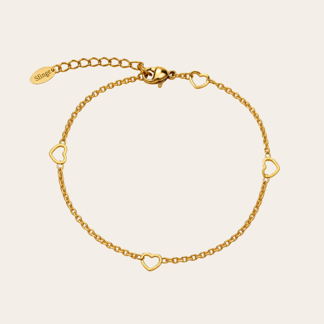 Tobillera de corazones mini Sfinge en  baño de oro