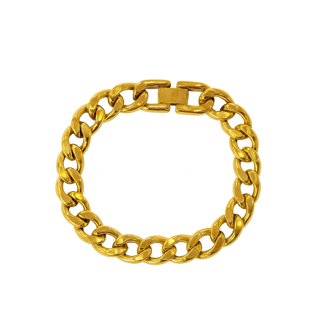 Pulsera de Acero Dorado 11 mm – Cadena Ancha Moderna| Sfinge