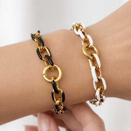 Pulsera Eslabón Esmaltado Noir