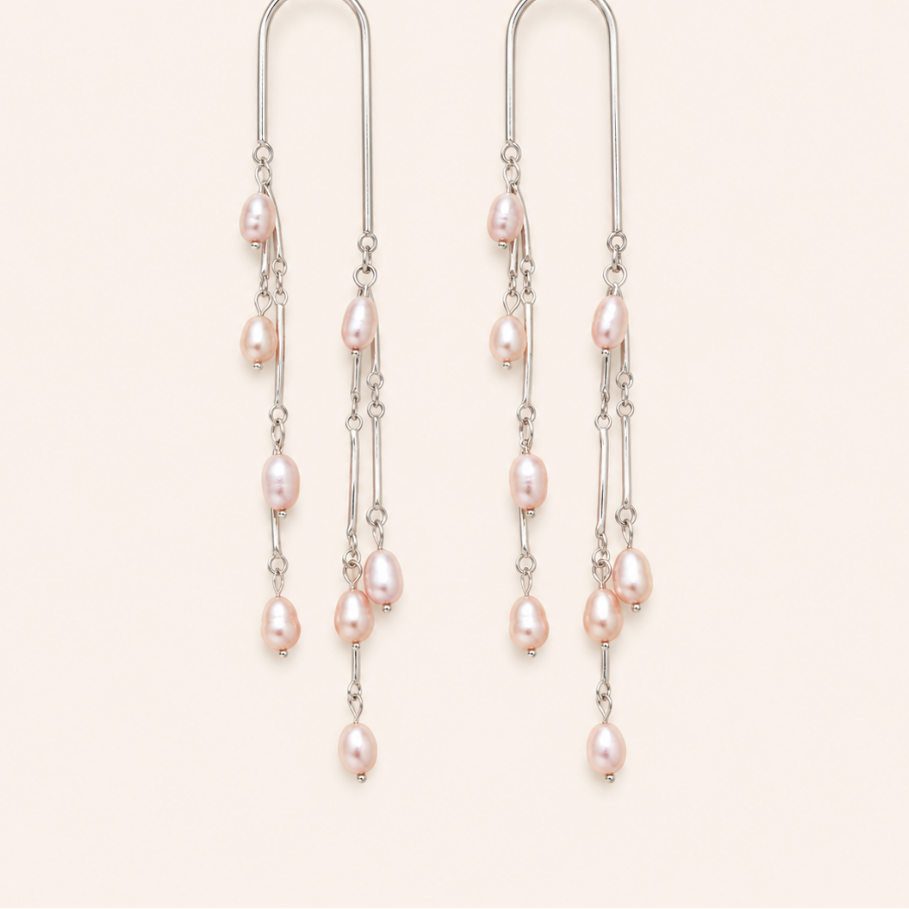 Pendientes de acero inoxidable con perla natural para eventos de sfinge