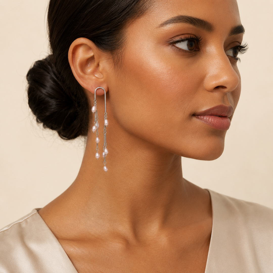 pendientes de evento especial con perlas naturales de sfinge