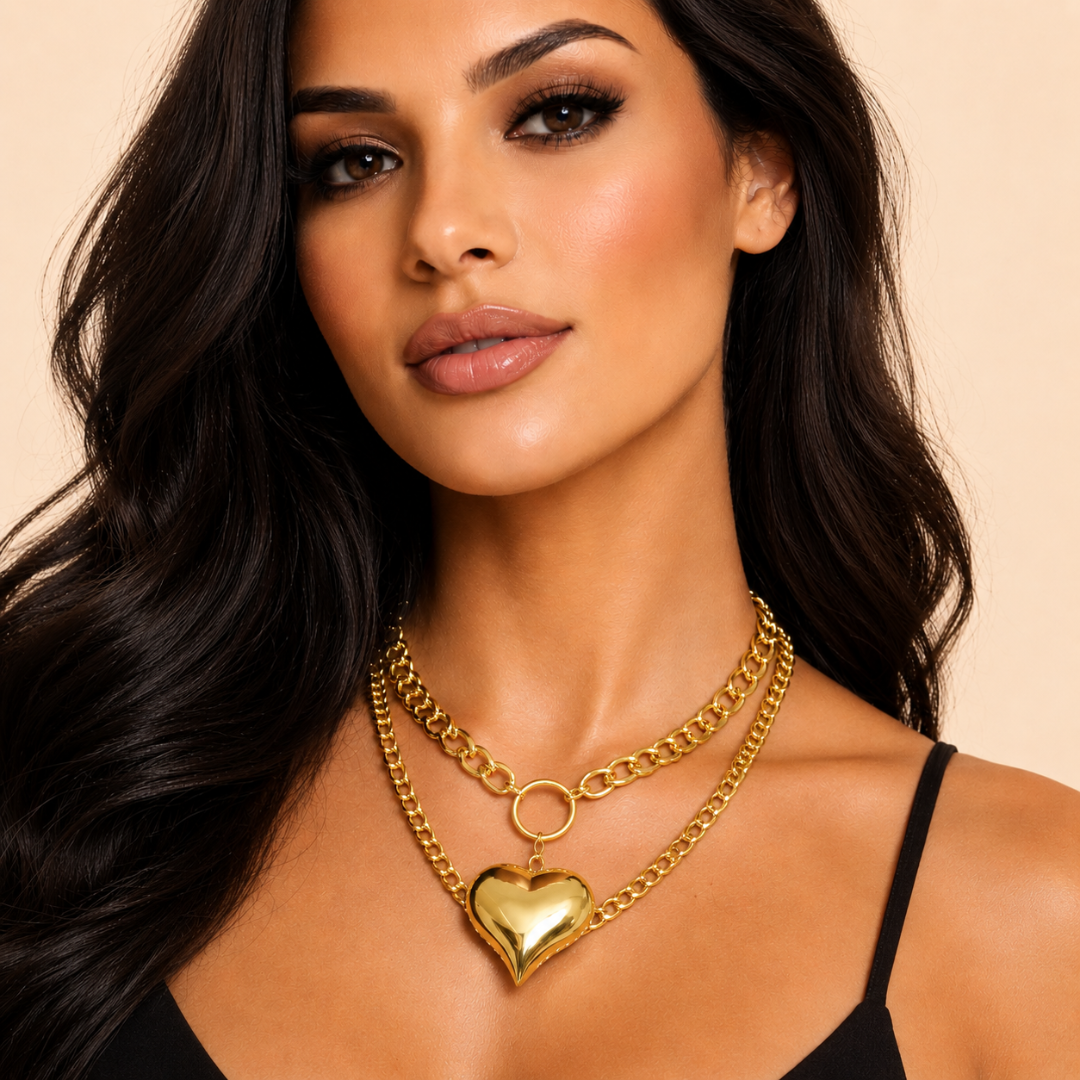 Gargantilla Corazón Iconic dorado en acero inoxidable de Sfinge – joya de diseño con carácter