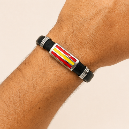 Pulsera de piel y acero con bandera de España – Sfinge