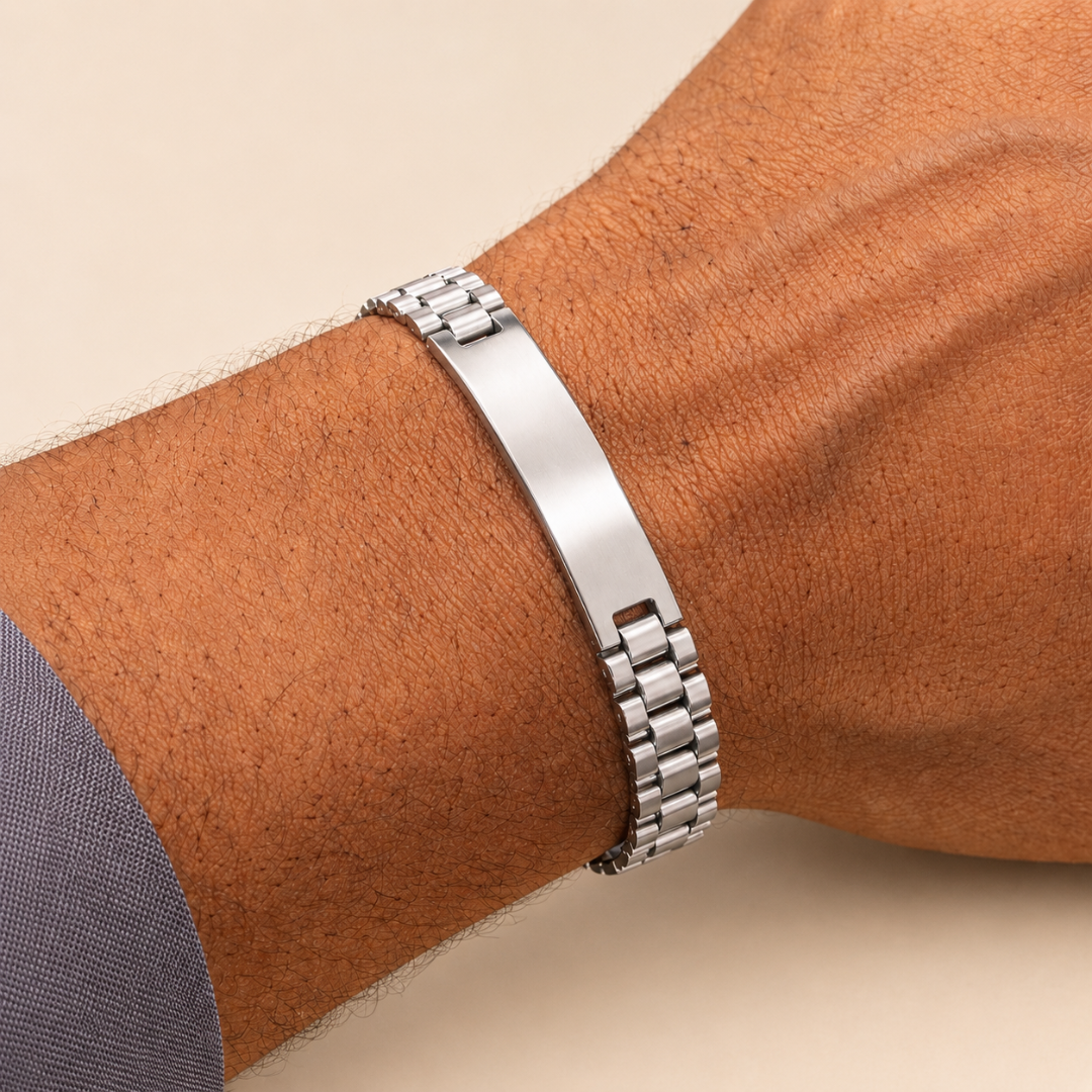 Pulsera personalizable en acero dorado Sfinge con placa lisa