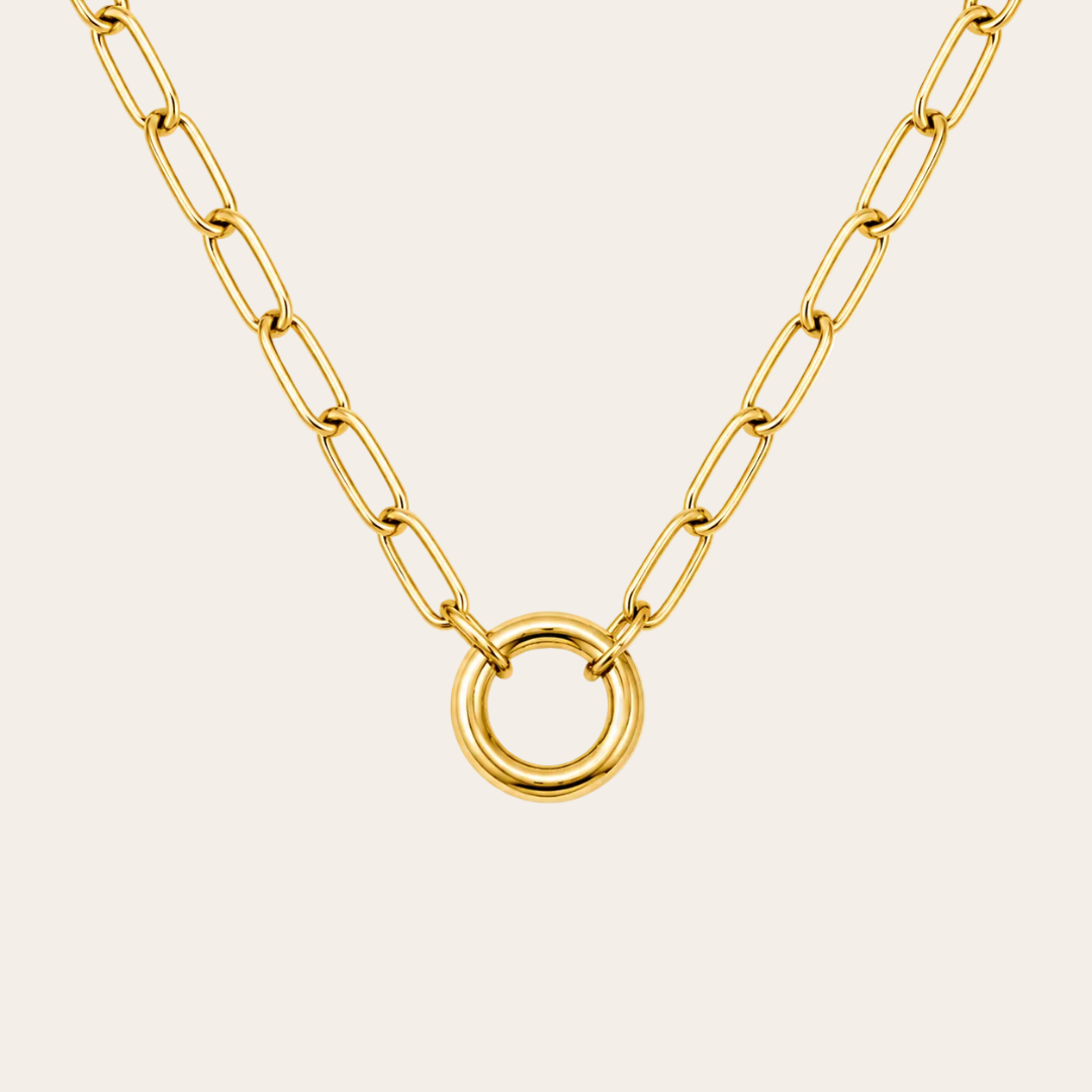 gargantilla eslabones fino de acero inoxidable dorado de infinity