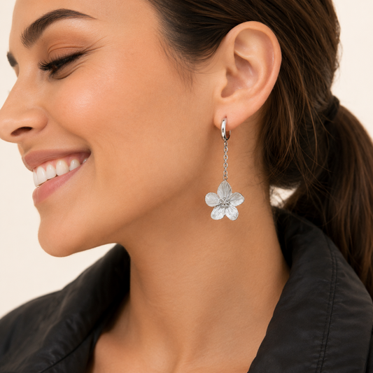 pendientes de acero inoxidable diseño de flor artesanal por sfinge