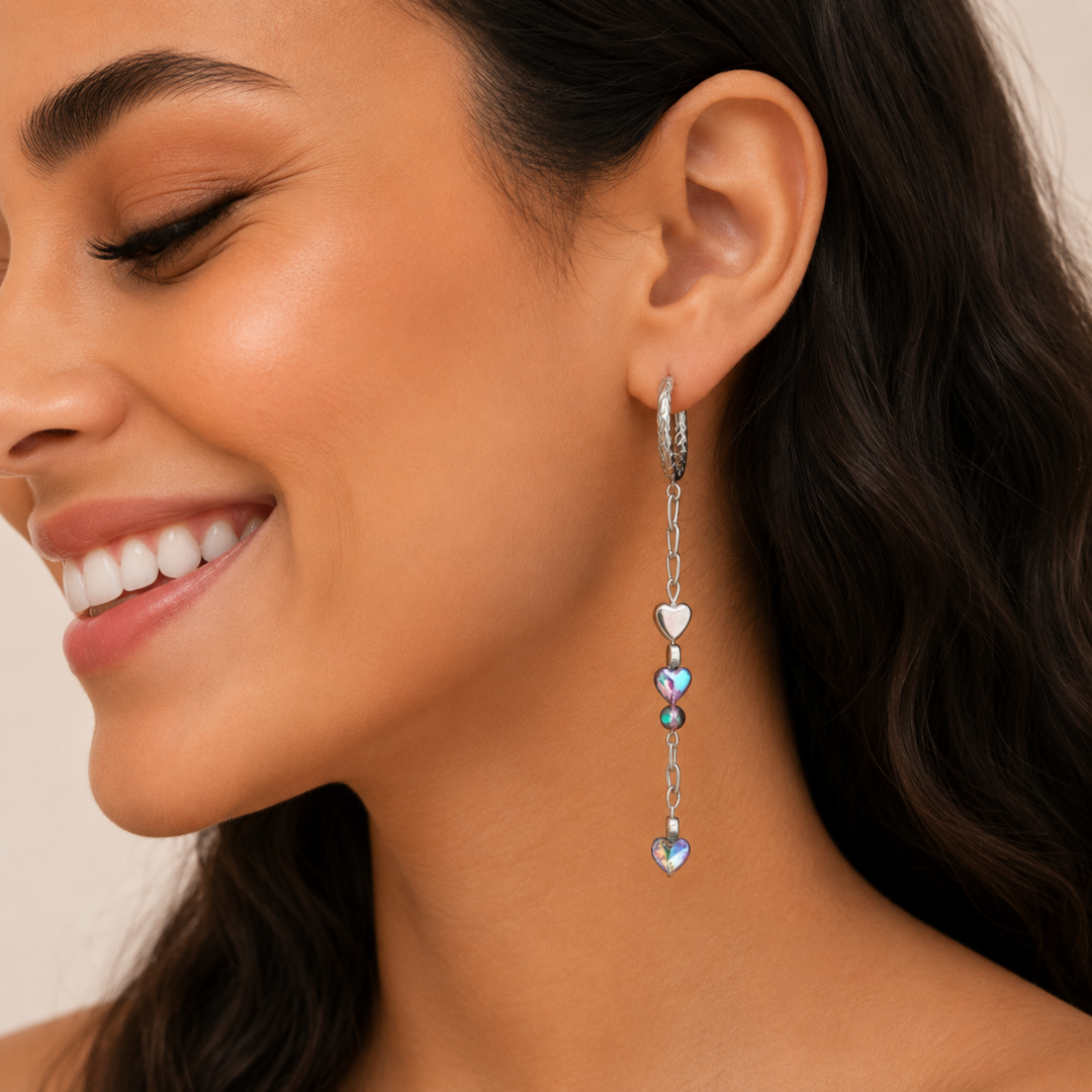 Pendientes corazones hematita