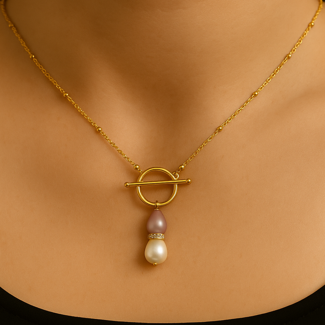 Gargantilla Doble Gota de Nácar Natural – Sfinge