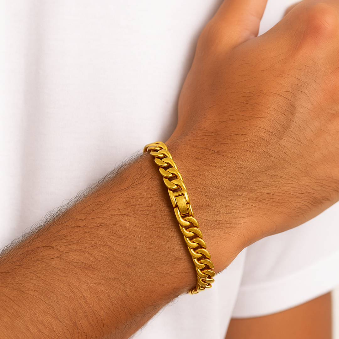 Pulsera de chico de acero dorada sfinge