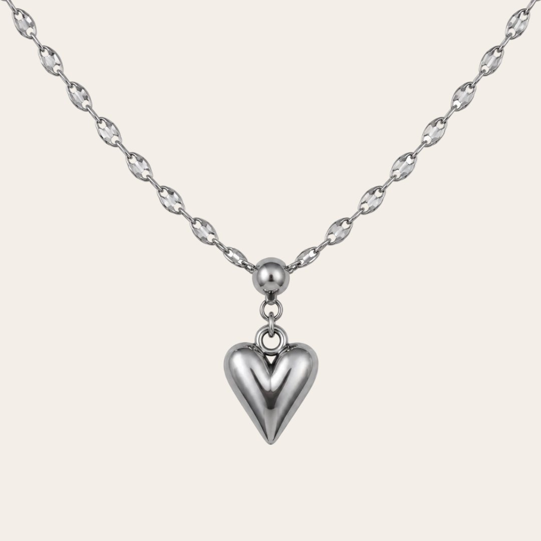 collar corazon acero inoxidable con cadena irregular de sfinge joyas