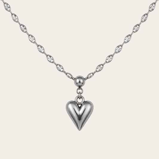 collar corazon acero inoxidable con cadena irregular de sfinge joyas