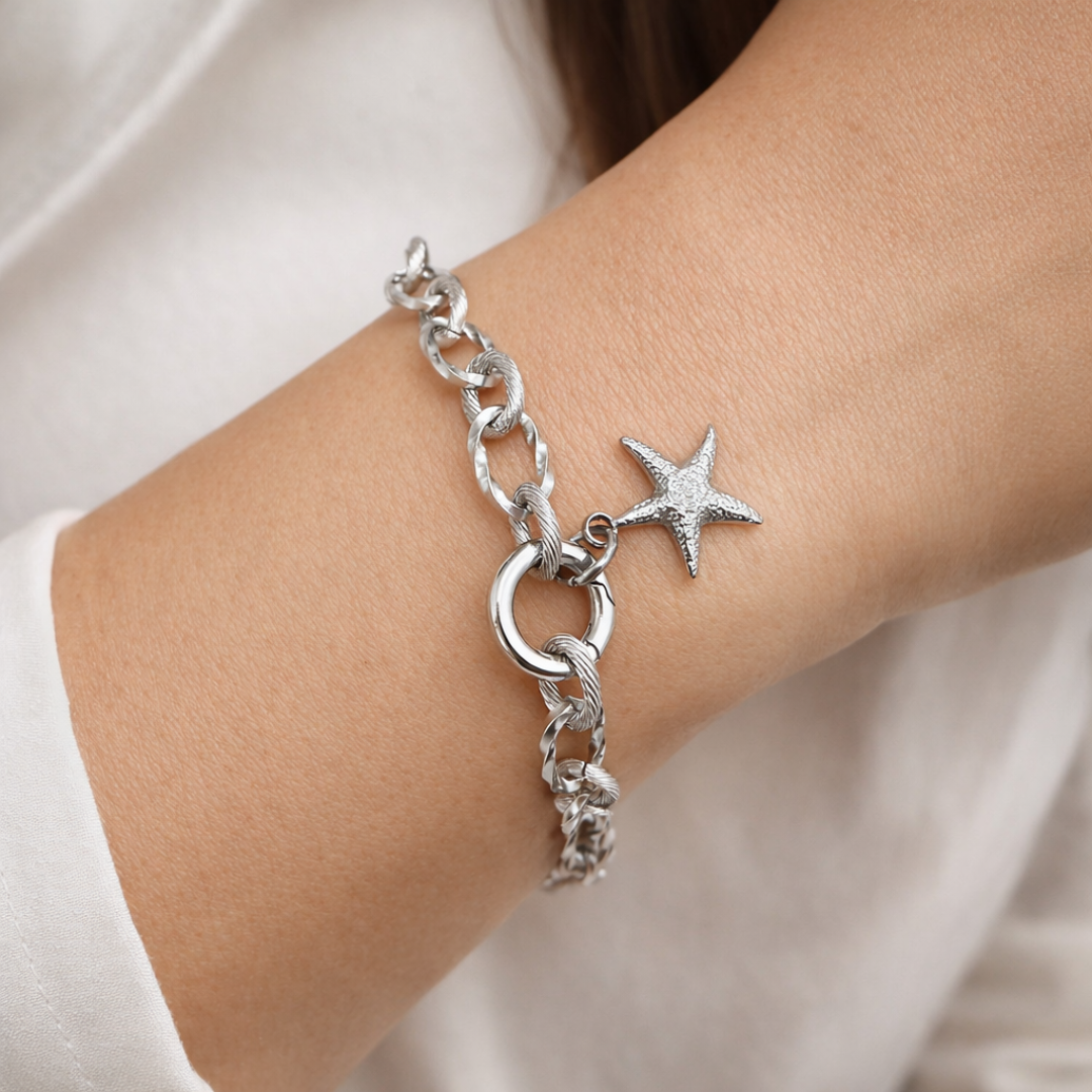 Pulsera eslabón torsionado Sfinge Infinity con charm estrella (se vende por separado)