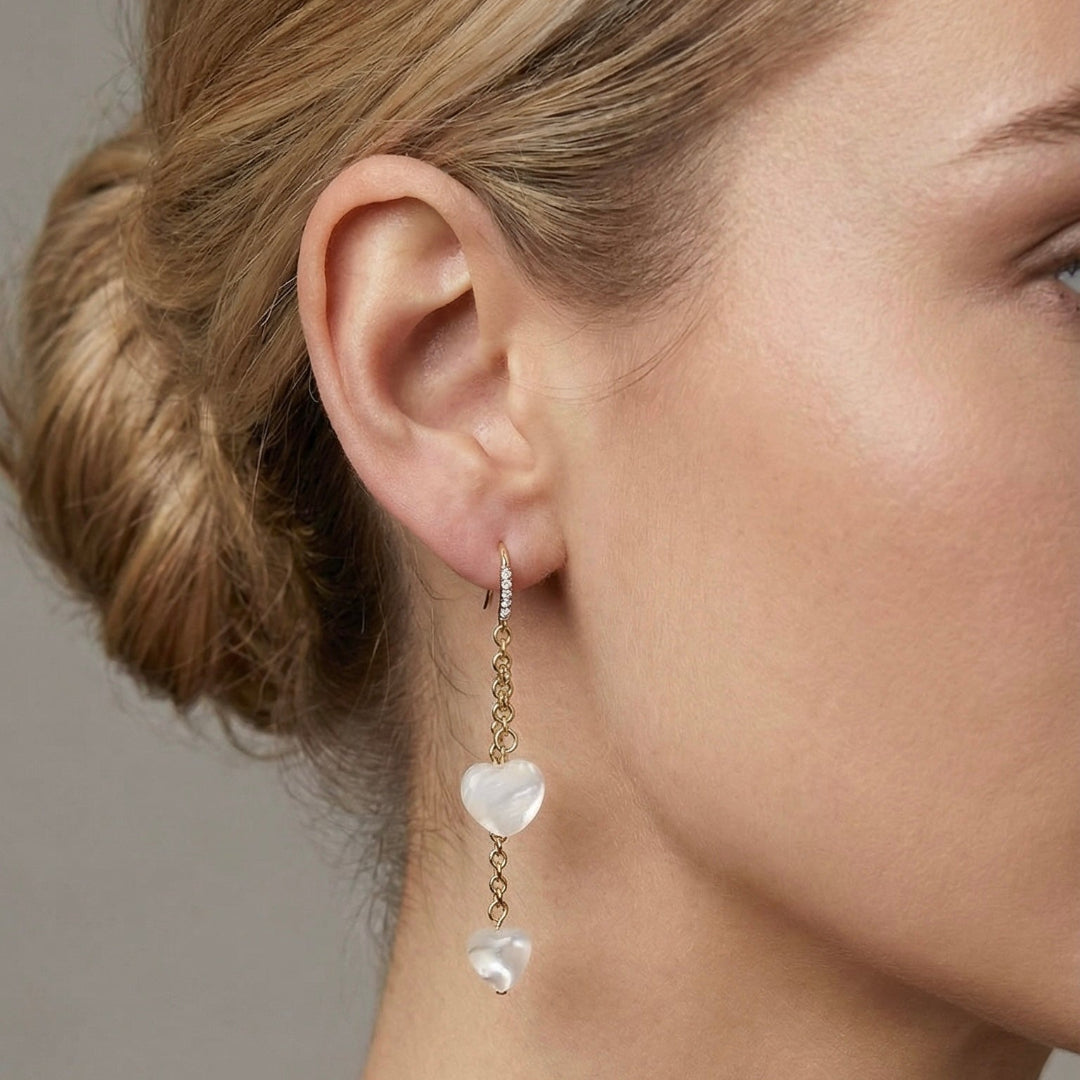 Pendiente Corazón Nácar Colgante