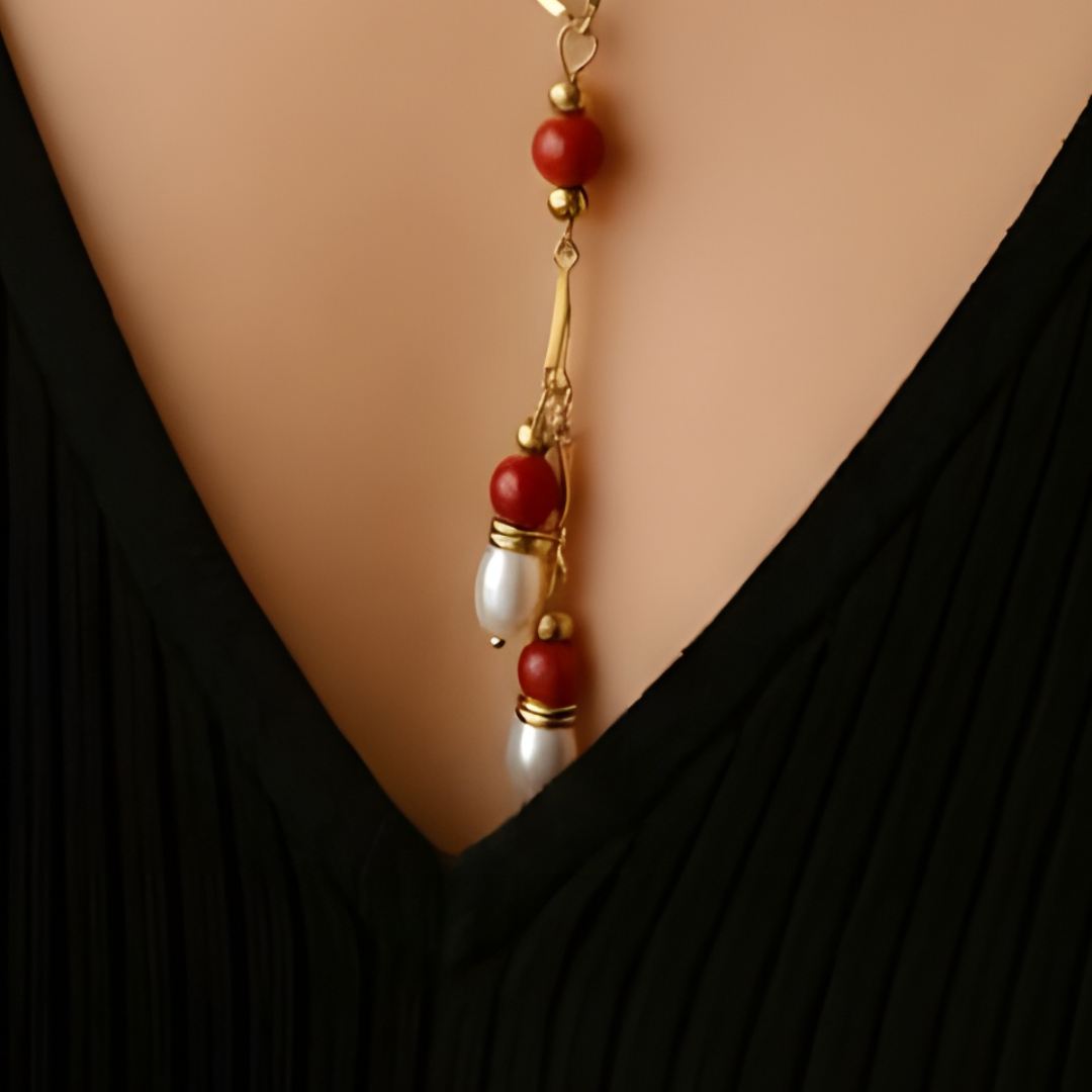 Gargantilla de Coral Natural y Perla de Agua Dulce