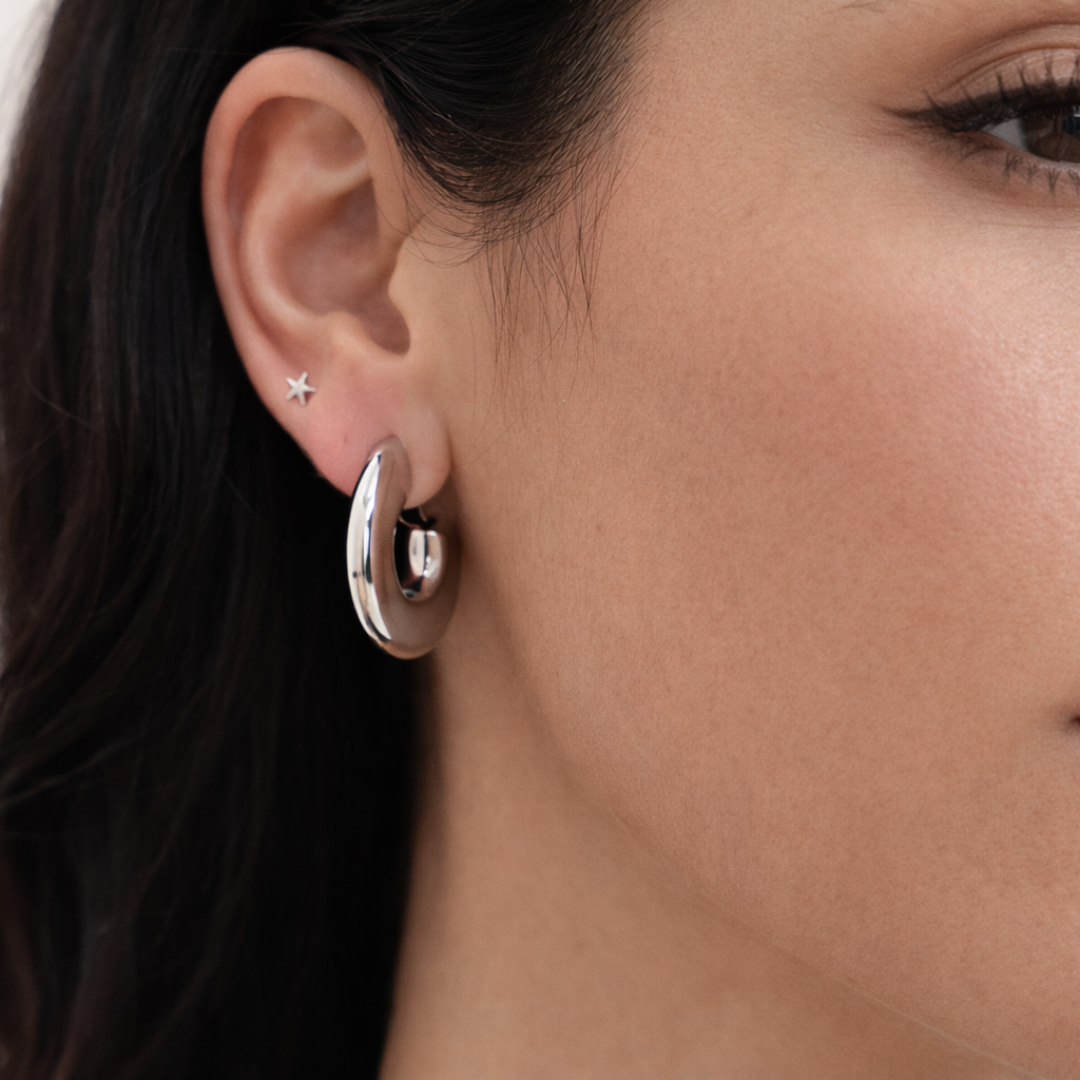 Pendientes Aro Plano – Acero 316 Waterproof (Dorado 18K y Plateado)