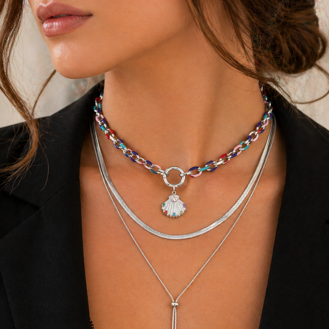 conjunto especial mezclado con collar de la colección sfinge infinity