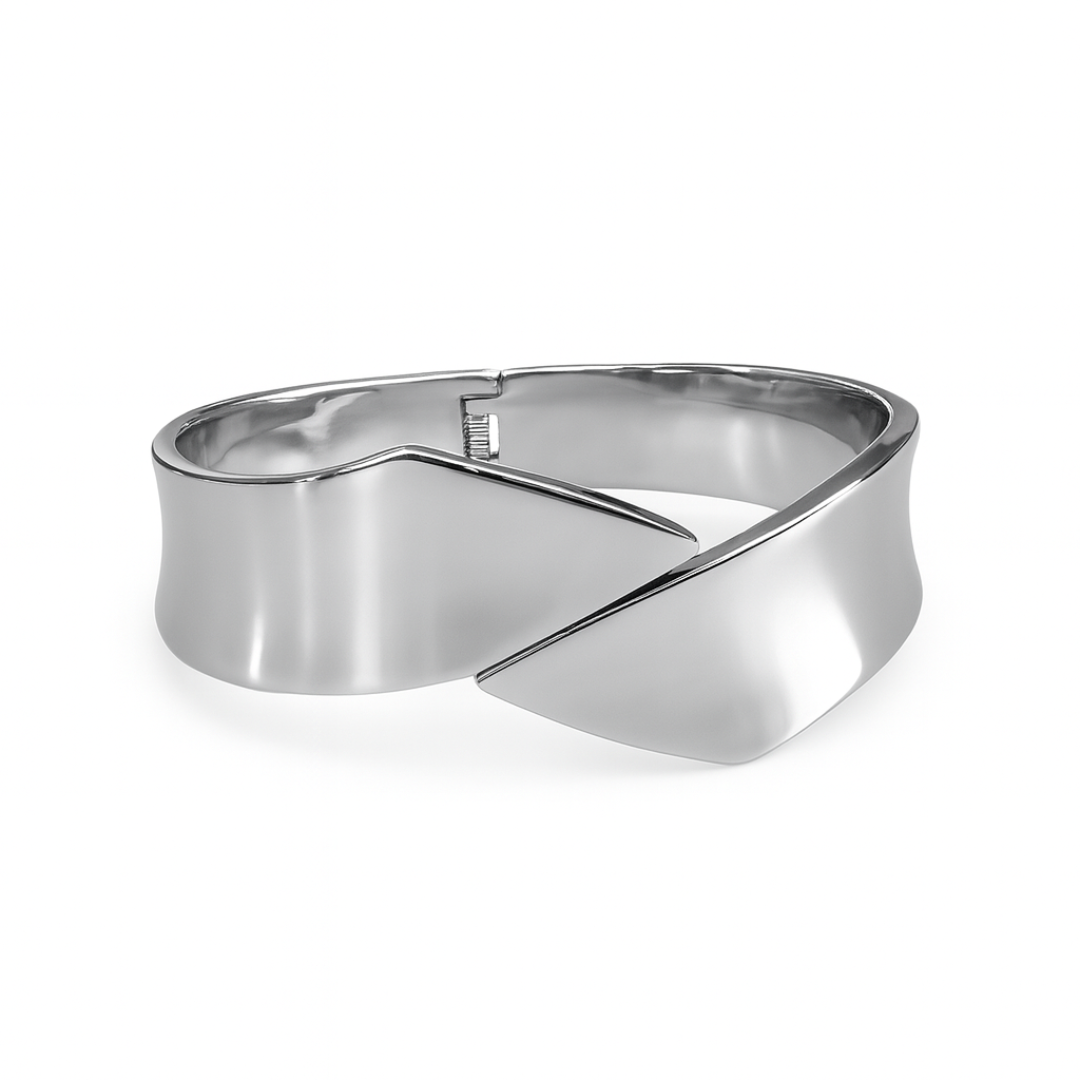 Brazalete Eclipse en acero plateado – Sfinge Joyas