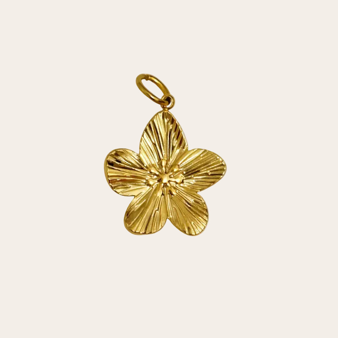 Charm flor texturizada de la colección Sfinge Infinity en acero plateado y dorado