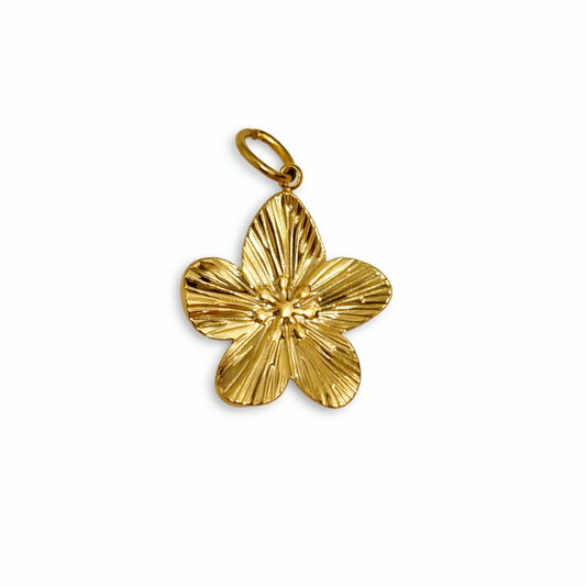 Charm flor texturizada de la colección Sfinge Infinity en acero plateado y dorado