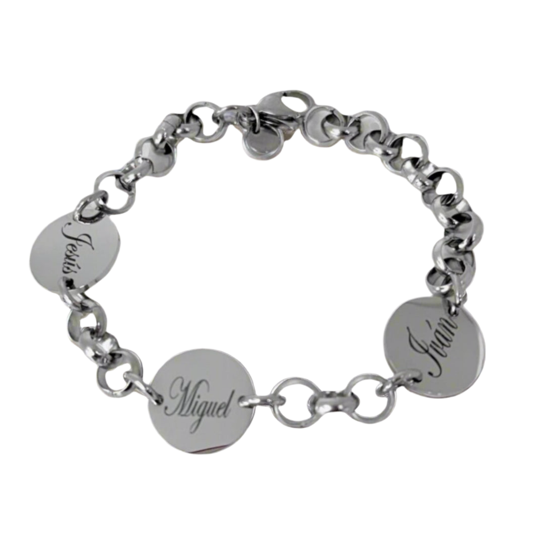 Pulsera de Acero con Chapitas Personalizadas | Graba Nombres y Fechas