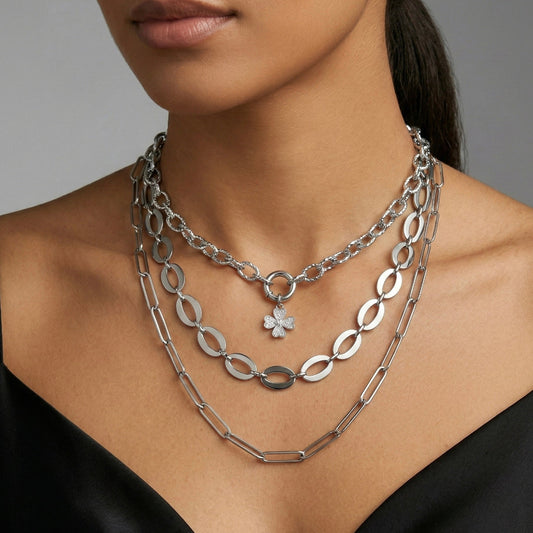 conjunto de gargantilla doble infinity con gargantilla infinity petit
