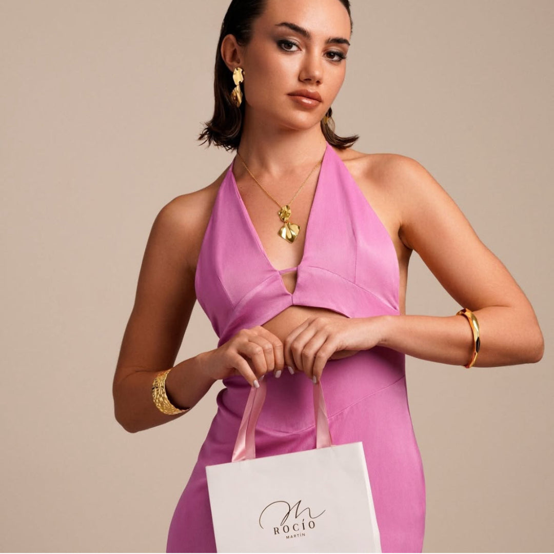 Collar de Acero 316 Chapado en Oro 18 kt con Colgante de Rombos Irregulares – 45+5 cm Waterproof