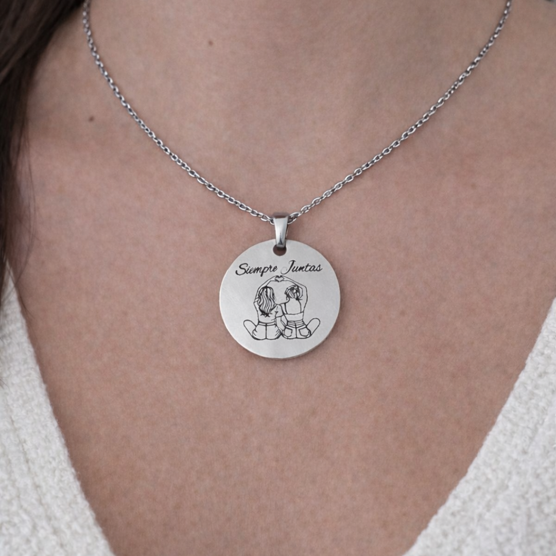 collar personalizado siempre juntas con medalla grabada sfinge
