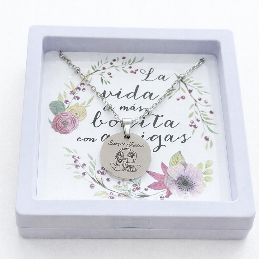 Collar personalizado Siempre Juntas – Medalla grabada
