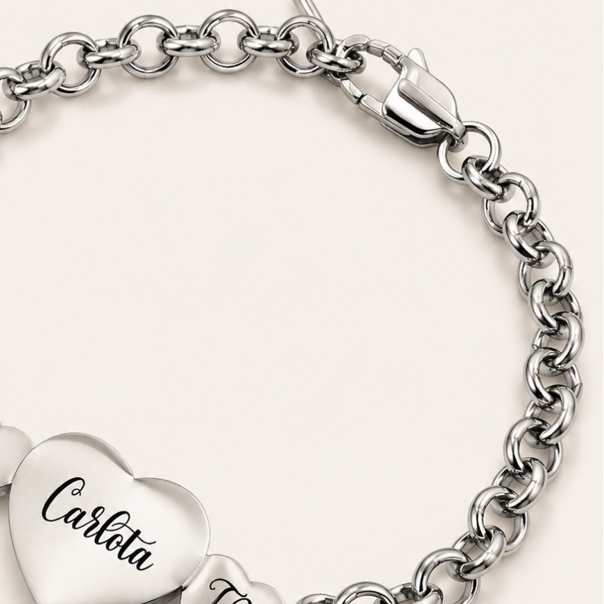 Pulsera Tres Corazones Personalizada Vínculo