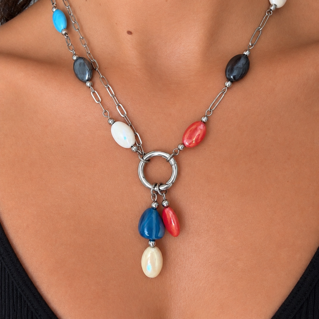 collar mosaico infinity de sfinge de ceramica y cerramica